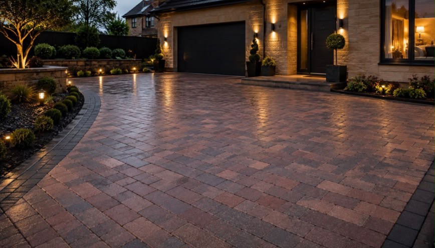 Block paved driveway to the front of a detached Hampshire home