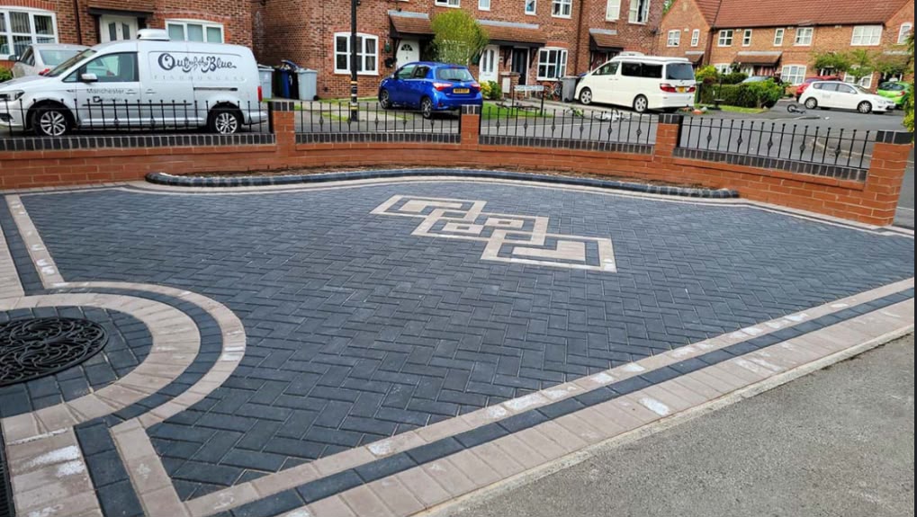 Block paved driveway installation completed in front of a property